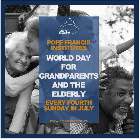Social Media-Grandparents (1) grandparents with their grandchildren with the words "Pope Francis institutes World Day for Grandparents and the Elderly, every fourth Sunday of July, www.amorislaetitia.va